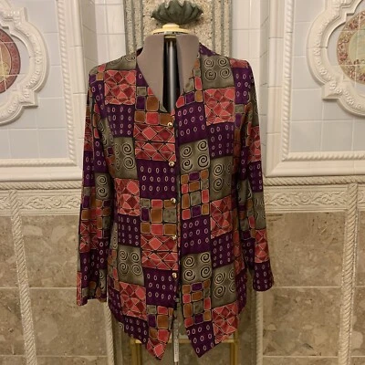 Maggie Sweet.  Talla grande.  Estados Unidos.  Botón delantero sin cuello. Top manga larga.  B37. Foto 1 de 4