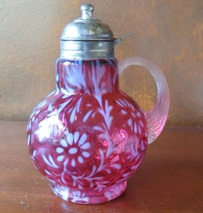Fenton Cranberry Gänseblümchen & Farn schimmernder Sirup Krug - Bild 1 von 6