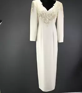 Festkleid Größe 10 weiß Perlen elegant Satin Spalte integrierter BH Hochzeit Bella - Bild 1 von 15