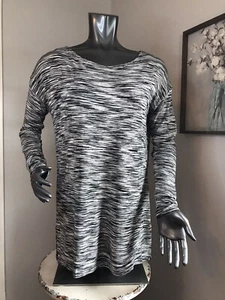 August Seide Damen Tunika Shirt Gr. S schwarz / weiß gestreift langarm - Bild 1 von 9