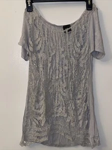 Daytrip By The Buckle- Women's Glitter Sliver Mesh Blouse / Top Sz. M NWOT - Picture 1 of 4