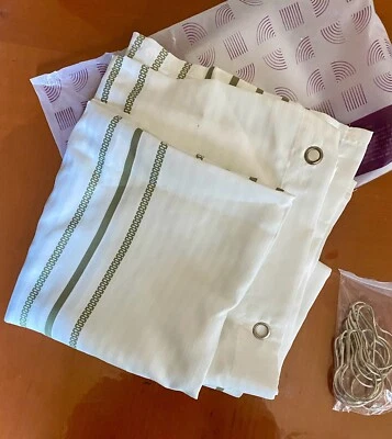 "Cortina de ducha de tela blanca jinchan con rayas verdes - baño impermeable 70x72""" Foto 1 de 4