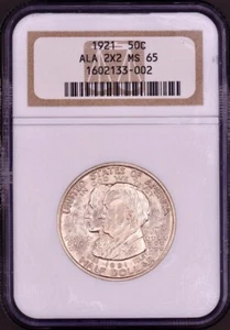 1921 Alabama 2x2 Commemorative Half Dollar NGC MS65 - Blast White Flashy PQ! - Picture 1 of 5