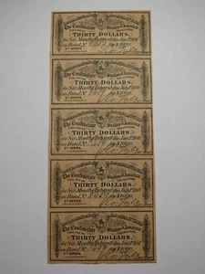 $30 1864 Confederate Bond Coupon Certificate Uncut Sheet Currency Bank Note Bill - Picture 1 of 2