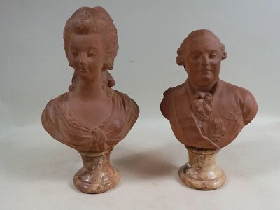 Pr Lg Louis XVI & Marie Antoinette Busts Faux Plinths French Grand Tour Interest — 第 1/4 张图片