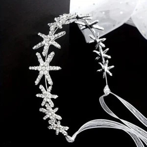 Rhinestone Decor Starfish Star Bridal Headdress Crystal Headpiece Hair Accessory - Picture 1 of 1
