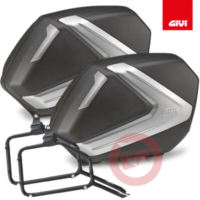 COPPIA VALIGIE LATERALI GIVI V37NT + TELAIO PLX528 KAWASAKI KLV 1000 2004-2010 - Immagine 1 di 4