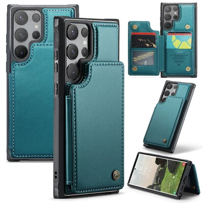 Funda con soporte tipo billetera de cuero PU magnético para Samsung S24 S25 Ultra S23FE S22 S21+ Foto 1 de 4