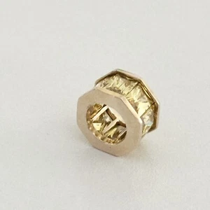 Ross Simons 925 Sterling Silver Gold Vermeil Yellow CZ Sparkly Barrel Bead Charm - Picture 1 of 8