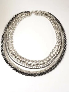 Neiman Marcus Women's 7 Layer Enamel Crystal Chain Link Necklace NWT 89 - Picture 1 of 5
