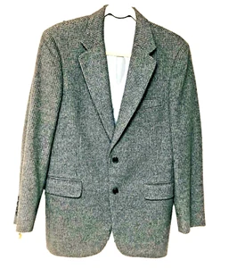 Macys Wool Camel Sport Coat Blazer Jacket Mens 39R Gray Check Plaid Houndstooth - Picture 1 of 7