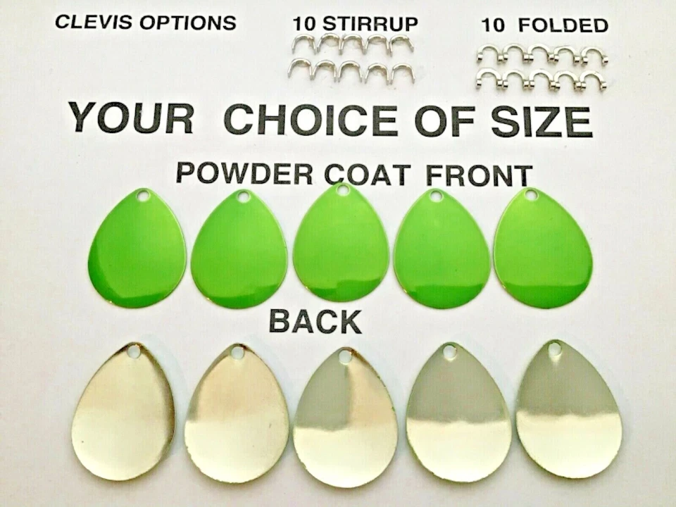 10 choice of sz #00 - 8 Colorado smooth CANDY LIME SPINNER BLADES worm harness - Image 1 of 1