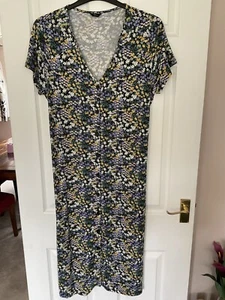 PRETTY M&CO BLACK MAUVE MIX DITSY FLORAL SHORT SLEEVE MIDI TEA DRESS 16 NWOT - Picture 1 of 20