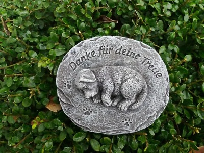 Grabschmuck (Platte) Hund "Danke für deine Treue"  Frostfest Steinguss Tiergrab - Bild 1 von 4