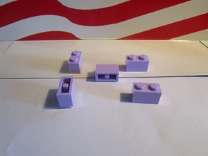 Lego (5) LAVENDER 1x2 BRICKS/BLOCKS,CITY, FRIENDS, ELVES,OR ANYTHING - Picture 1 of 1
