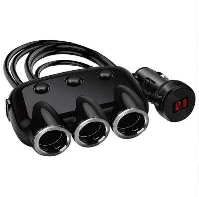 12V 3-Way Multi Car Cigarette Lighter Socket Extension Splitter USB Charger - Image 1 of 4