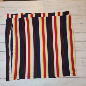 NWOT Liz Claiborne Skirt Women's Plus Size 1X Rainbow Stripe Retro Midi Comfort - Picture 1 of 8