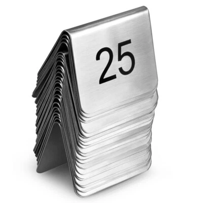 BAR@DRINKSTUFF Stainless Steel Table Number Set 1-25 - Restaurant Party Wedding Holders