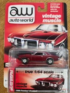 Pontiac Firebird 1969 Auto World Vintage Muscle S2 #3 en rojo con RR - Imagen 1 de 3