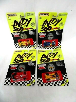 1990 Matchbox Indy 500 Race Car with Collector Coin - Lot of 4 Carded - Image 1 of 4