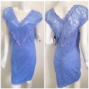 Womens New Vero Moda Light Blue V-Neck Lace Mini Bodycon Dress £30 - M UK10/12 - Foto 1 di 8