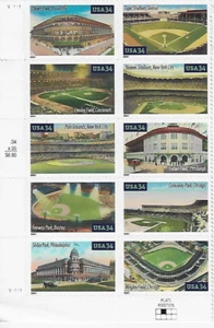US Baseball's Legendary Playing Fields 34c Plate Block of 10 Scott #3510 - 3519 - Picture 1 of 1
