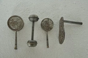 4 Pc Vintage Aluminum Embossed Different Handcrafted Baby Rattle Toy - Picture 1 of 7