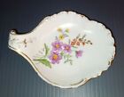 Beautiful Vintage Gda France Floral & White Gilded Hand Painted China Spoon Rest