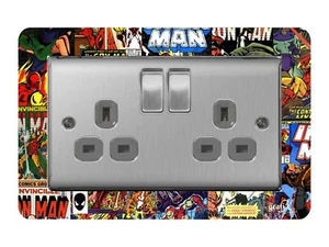 Doppel Lichtschalter / Steckdose Surround Acryl Fingerplatte Comics Dsr2 - Bild 1 von 1