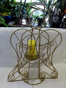 Candelabro de hierro forjado dorado trenzado ángel vintage 25" alto 18" ancho profundidad 10 - Imagen 1 de 11