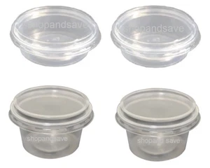 24 Round Plastic Transparent Deli / Sauce Storage Container Pots Cups with Lids - Picture 1 of 4