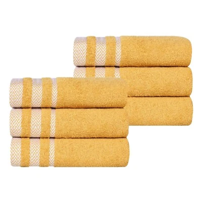 Juego de 6 toallas de mano de peso medio de felpa con borde dobby liso de algodón Hays Foto 1 de 3