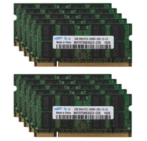 Lot Samsung 2 GB 2GB PC2-5300 2Rx8 Laptop Memory RAM SODIMM Kit DDR2 667MHZ - Picture 1 of 16