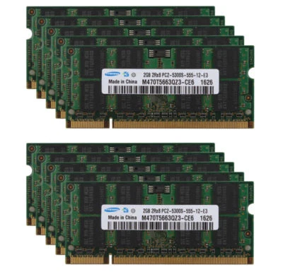 Lot Samsung 2 GB 2GB PC2-5300 2Rx8 Laptop Memory RAM SODIMM Kit DDR2 667MHZ - Image 1 of 4