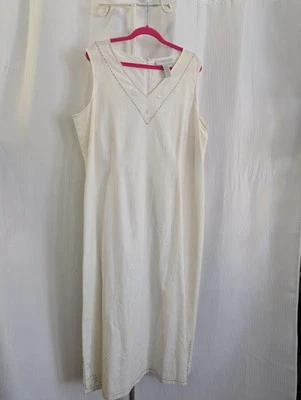 Sag Harbor Woman NWT Beaded White Maxi Dress 22W Resort Summer Beach Lined (F02) - Image 1 of 4