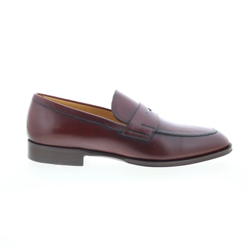 Zelli Italia Roma Calfskin Mens Burgundy Loafers & Slip Ons Penny Shoes - Image 1 of 4