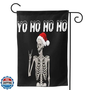 Christmas Skull Yo Ho Ho Ho Graden Flag 12x18 Inches Outdoor Decor Small Yard - Picture 1 of 5
