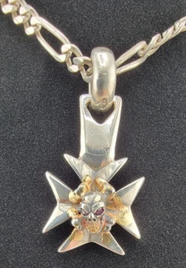 BWL Geldschein Wand Leder, Sterling Silber 925 Totenkopf Templer Kreuz - Bild 1 von 9
