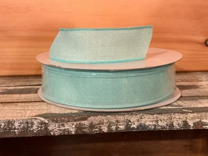 Light Teal Blue Wired Ribbon 1.5" x 50 Y Rustic Baby Shower Ice Blue Christmas - Picture 1 of 6