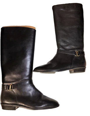 Botas de montar Etienne Aigner Shelby de cuero negro hasta la rodilla clásicas excelentes Foto 1 de 3