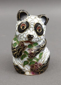 Vintage Chinesischer Cloisonné Emaille Panda Bär Miniatur Figur Skulptur - Bild 1 von 6
