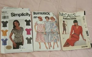 Vintage Sewing Patterns Dress & Tops 1980's McCalls Butterick Simplicity - Picture 1 of 2