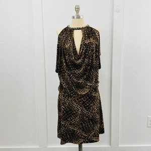 Vestido Andrew Charles Para Mujer Grande Estampado Animal Hombro Frío Escote Profundo - Imagen 1 de 13