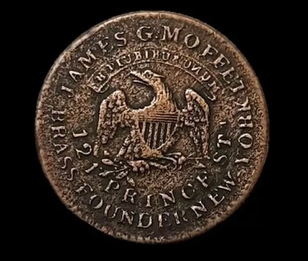 1837 - James G. Moffet Hard Times Token Nueva York, Nueva York  Moneda ANTIGUA ESTATE Foto 1 de 3