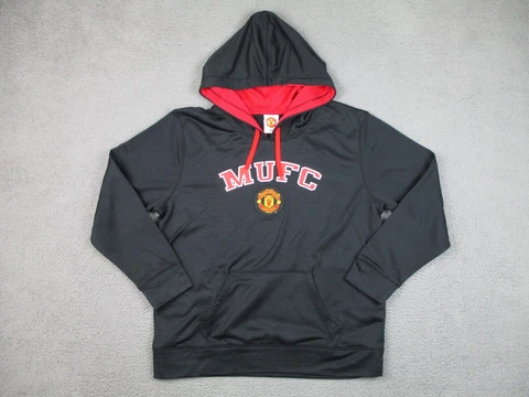Manchester United Sweater Adult Extra Large Black Soccer Football Hoodie Mens Cover