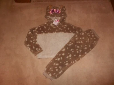 NUEVO, JUEGO DE PIJAMA CON CAPUCHA SHERPA IMITACIÓN JUSTICIA NIÑAS 2 PIEZAS, TALLA S (7/8) Foto 1 de 3