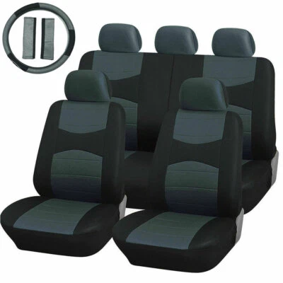 COPRISEDILI AUTO UNIVERSALI CON COPRI VOLANTE E CINTURA  A18 GRIGIO NERO - Immagine 1 di 4