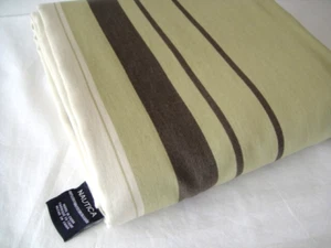 Nautica Green Brown Ivory Stripe 100% Cotton Standard Fabric Shower Curtain - Picture 1 of 7