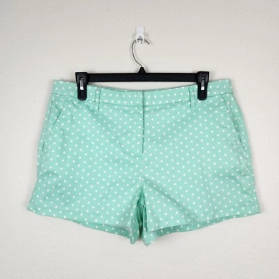 Elle Womens Mint Green Polka Dot Chino Shorts Size 14 Flat Front Pockets Cotton  - Image 1 of 4