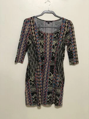 Vestido BeBop South Western Tribal Azteca Geométrico Mangas 3/4 Cuello Redondo Talla Pequeña Foto 1 de 4